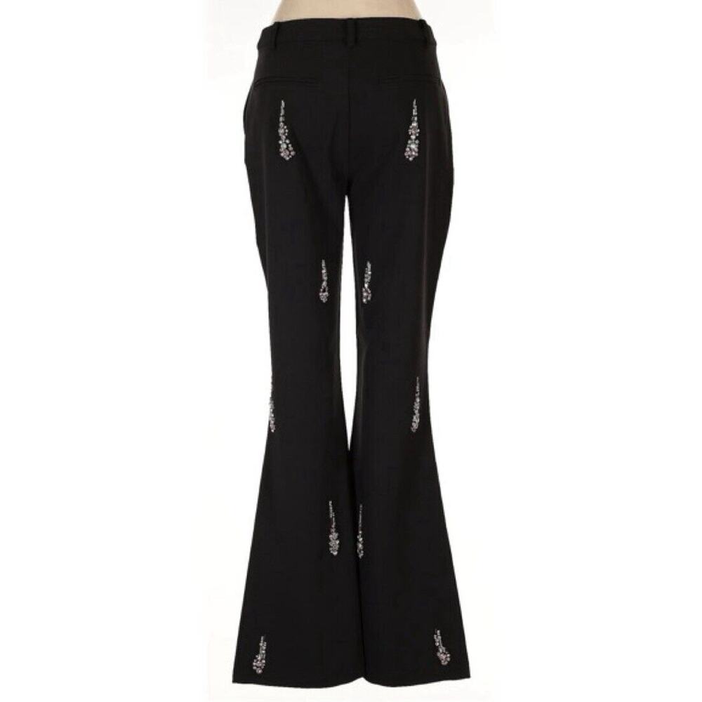 Fashion Nova Black Embellished Strapless Crop Top & Flare Pants Set SIZE MEDIUM - Picture 4 of 5